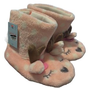 Cat & Jack Girls Multi Size Reindeer Slippers Pink